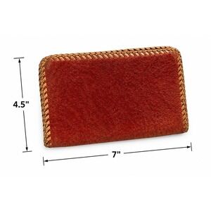 Vintage‎ Handmade Red Leather Whipstitch Bifold Wallet Card Holder Western Boho